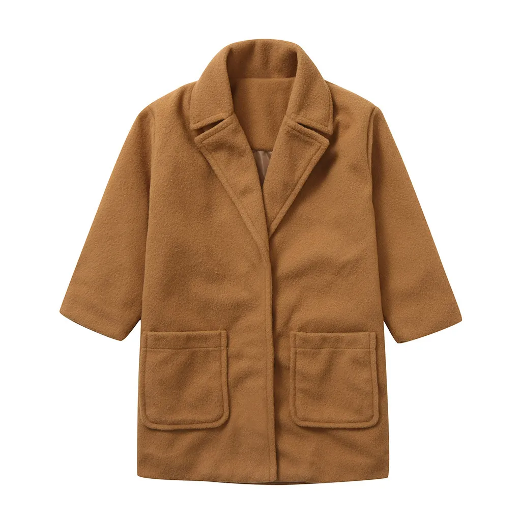 Пальто для маленьких девочек; зимние комбинезоны для девочек; зимнее однотонное ветрозащитное пальто с длинными рукавами; теплая верхняя одежда; куртка; Прямая поставка;#4 - Цвет: Коричневый