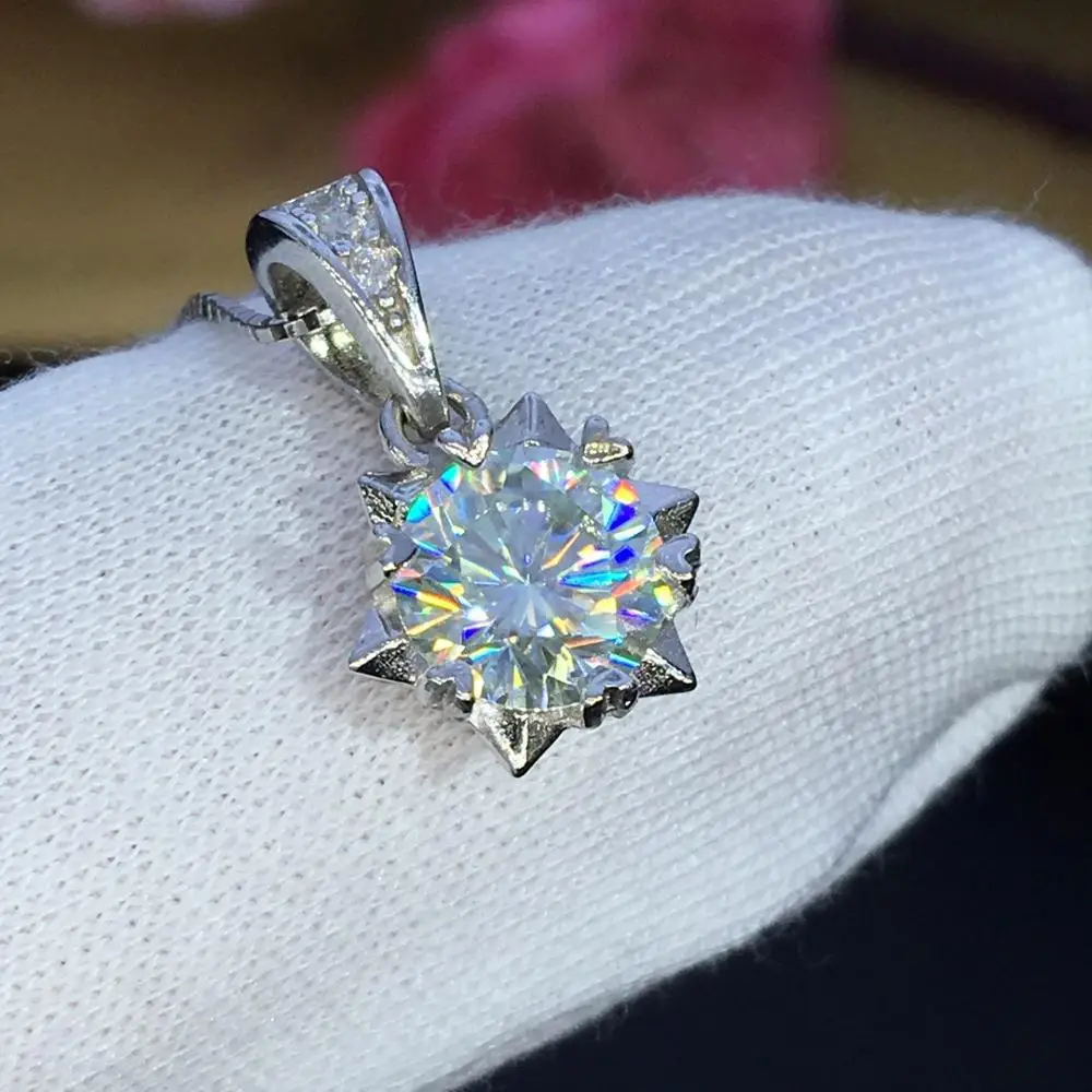 Круглые серебряные подвески из муассанита в виде стихов еврей, 1ct D VVS, роскошные подвески из муассанита для женщин