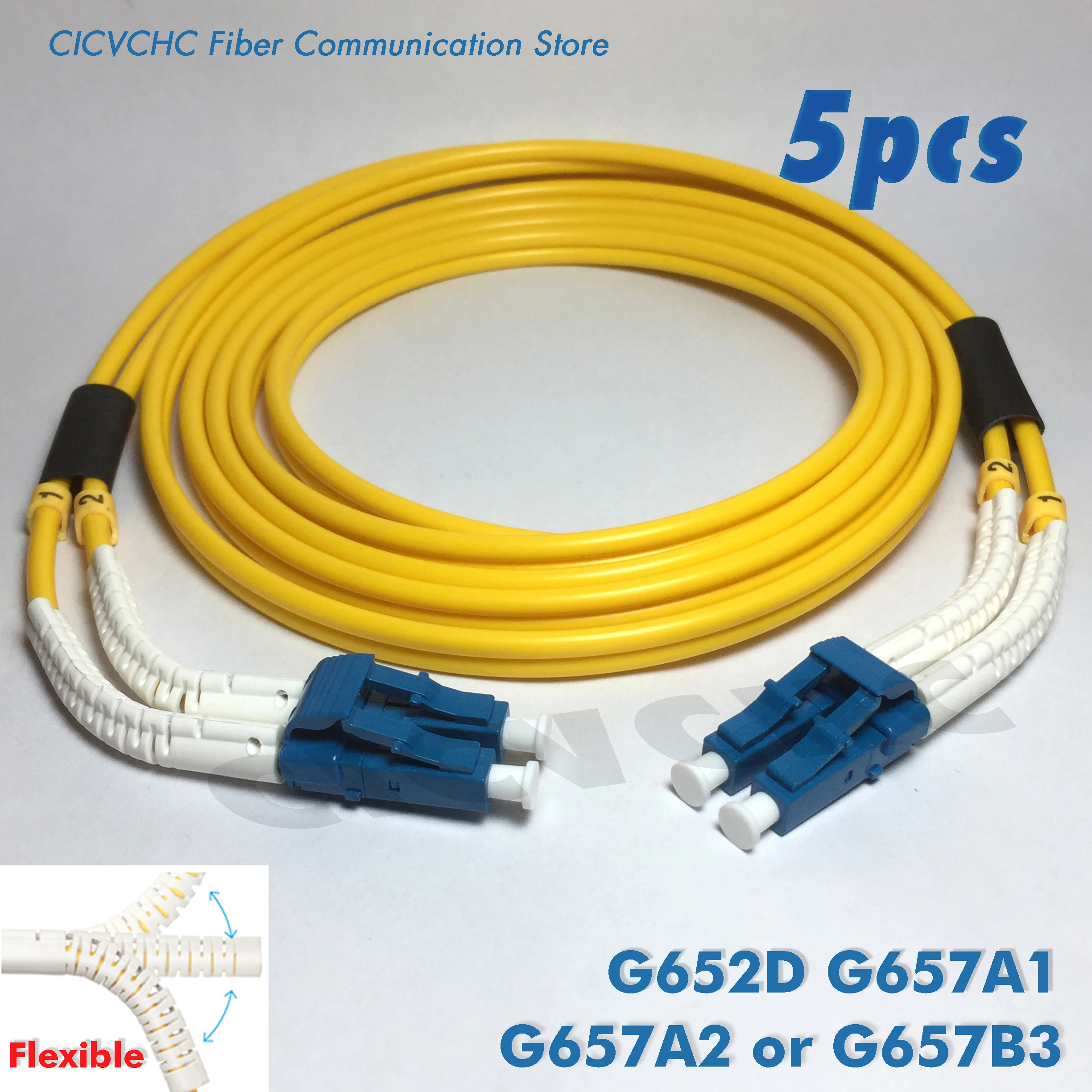 5pcs Duplex patchcords LC/UPC-LC/UPC-with Flexible angle boot-SM 3.0mm Cable- 1m, 2m or 5m/ Optical fiber Jumper 5pcs duplex patchcords sc upc lc upc with flexible angle boot sm 3 0mm cable 1m 2m or 5m optical fiber jumper