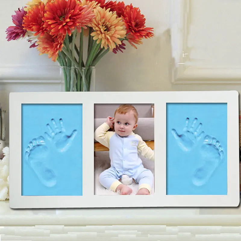 Moule Photo en argile douce | Cadre Photo de bébé, fabricant de moules imprimés de pieds à la main, Kits de bricolage 3D, tampon à encre en argile douce, empreintes digitales de boue, ensemble cadeau pour bébé Souvenir infantile