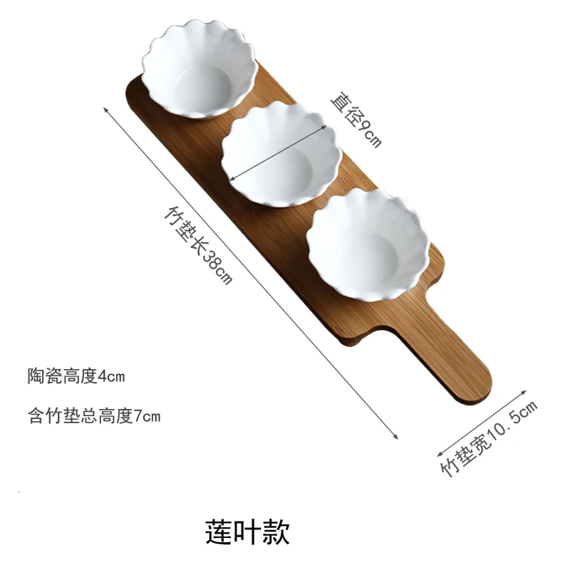 New creative afternoon tea snack dish Ceramic dried fruit fruit plate three-piece set with tray Nordic baking bowl dessert bowl - Цвет: 1