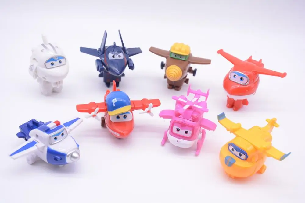 

8Pcs/set MINI Anime Super Wings Model Mini Planes toy Transformation Airplane Robot Action Figures superwings toys for children