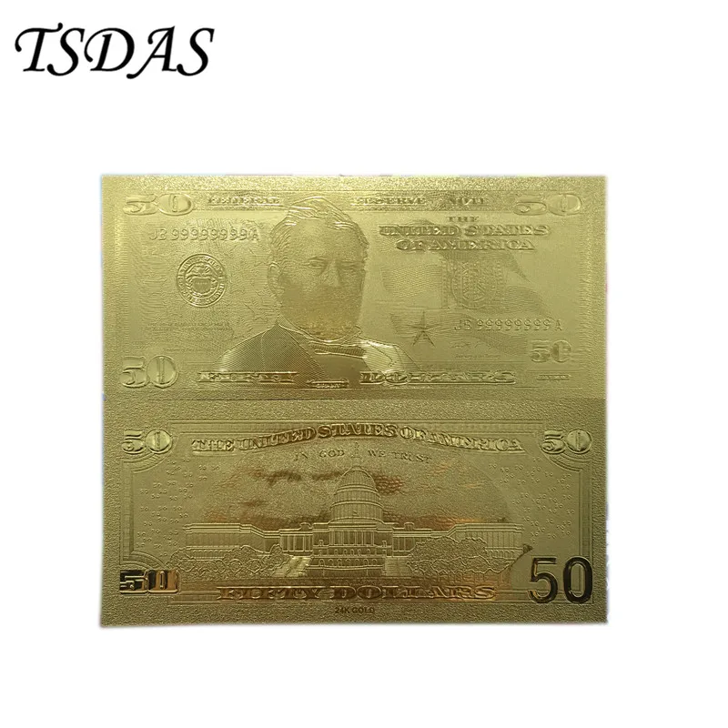Американские$20 долларов чистые 24 к золотые банкноты для декора дома, 10 шт./лот - Цвет: USD50
