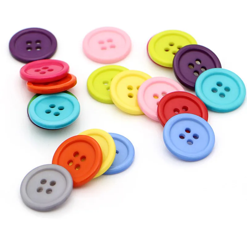 100 Pcs 9-25MM Assorted Plastic Buttons 4-Hole Round Mixed Color Durable Craft Resin Shirt Buttons Sewing Accessories DIY Crafts 6