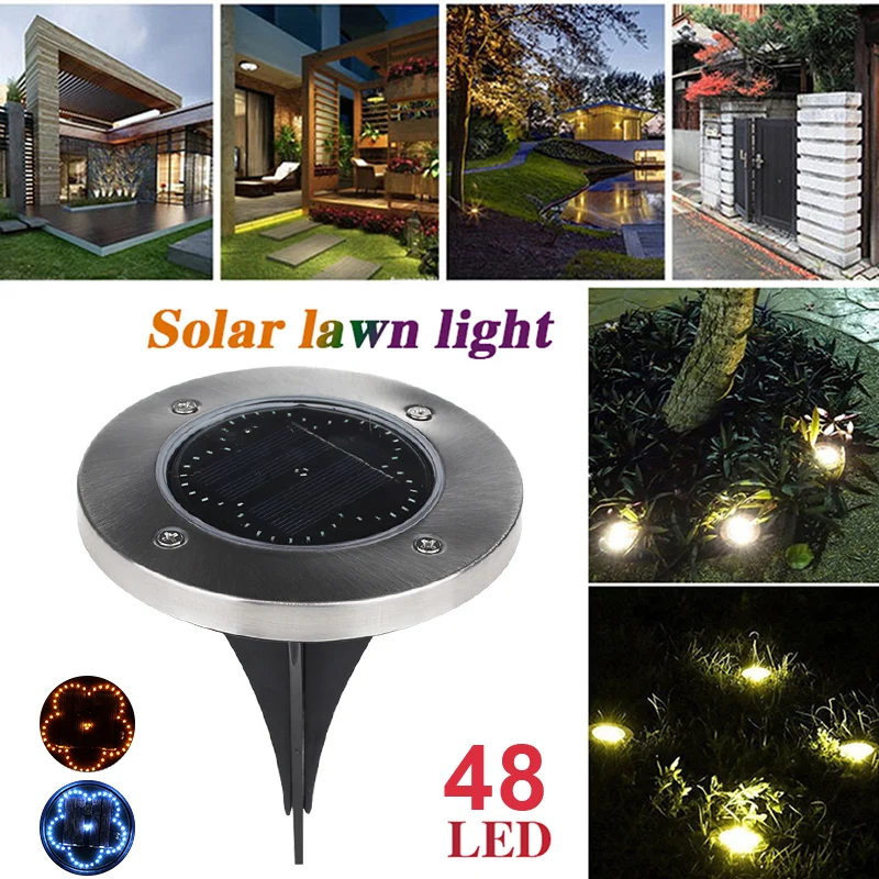 Eco-Friendly Durable Street 48LED Security Gutter Flower Disk Lights Solar Power Path Way Landscape Light Ground Lamp Home