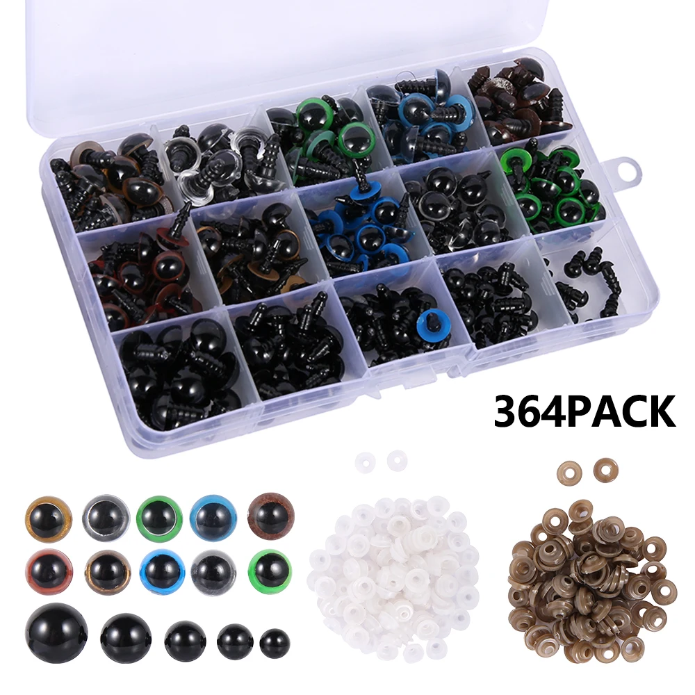 

364 Pcs /Box Multicolor Plastic Doll Safety Eyes For Teddy Bear Stuffed Toys Animal Puppet DIY Craft Amigurumi Accessories Eyes