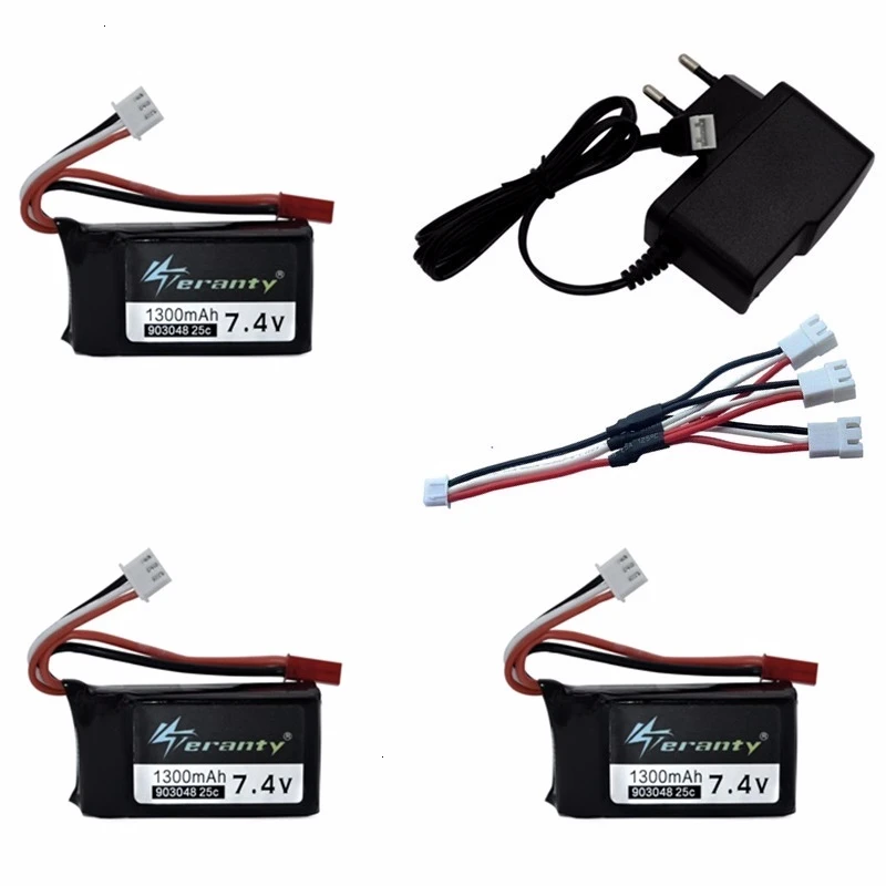 Обновленная батарея 7,4 в 1300 мАч LiPo+ зарядное устройство для Wltoys V353 A949 A959 A969 A979 k929 Дрон батарея для RC автомобилей вертолетов лодки - Цвет: Светло-желтый