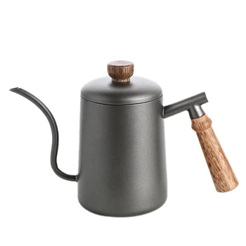 

Stainless Steel Long Narrow Spout Coffee Pot Stainless Steel Wooden Hand Pour over Drip Gooseneck Kettle for Coffee Maker
