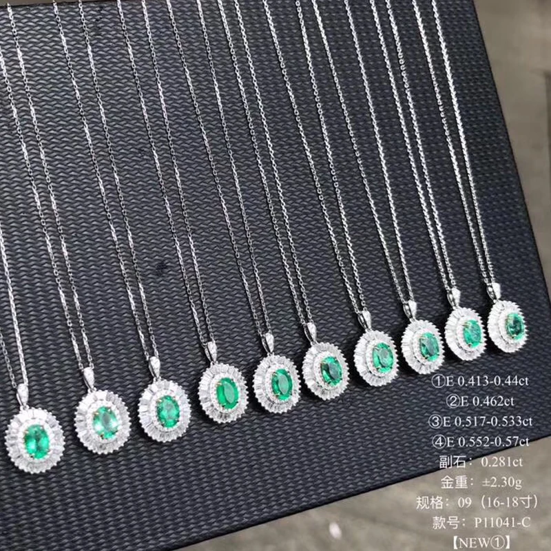 Ювелирные изделия AEAW, 18 карат, белое золото, 0.4ct, натуральный изумруд, ожерелье, подушка, огранка, зеленый драгоценный камень, ожерелье, Женские Ювелирные изделия