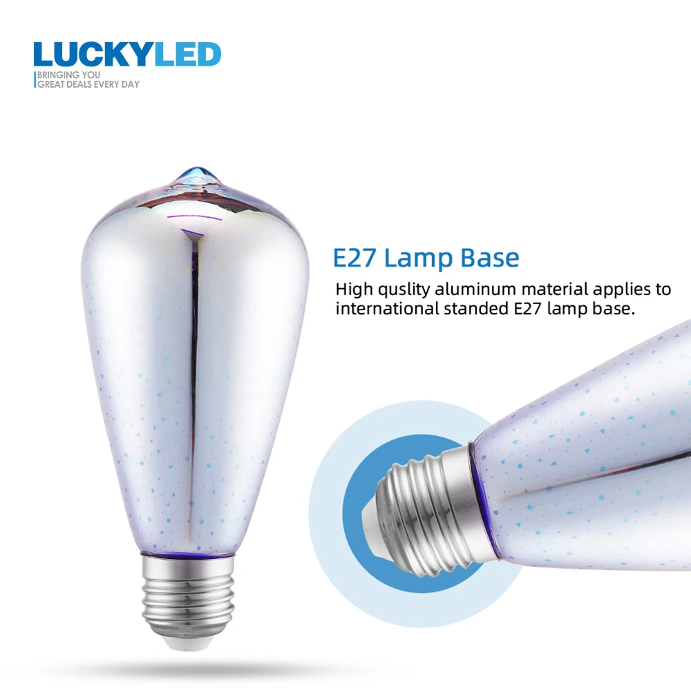 LUCKYLED E27 светодиодный 3D украшения светильник лампы A60 ST64 G80 G95 G125 светодиодный светильник AC220V 240V 110 в ретро-стиле, стилизованные под языки пламени Новинка праздничный светильник s