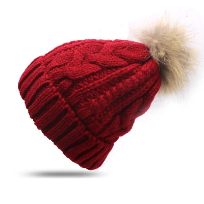 Модная зимняя женская шапка, меховая шапка с помпонами, зимняя шапка для женщин, вязаная шапка бини, шапка, Толстая Женская шапка Skullies Beanies - Цвет: style 22