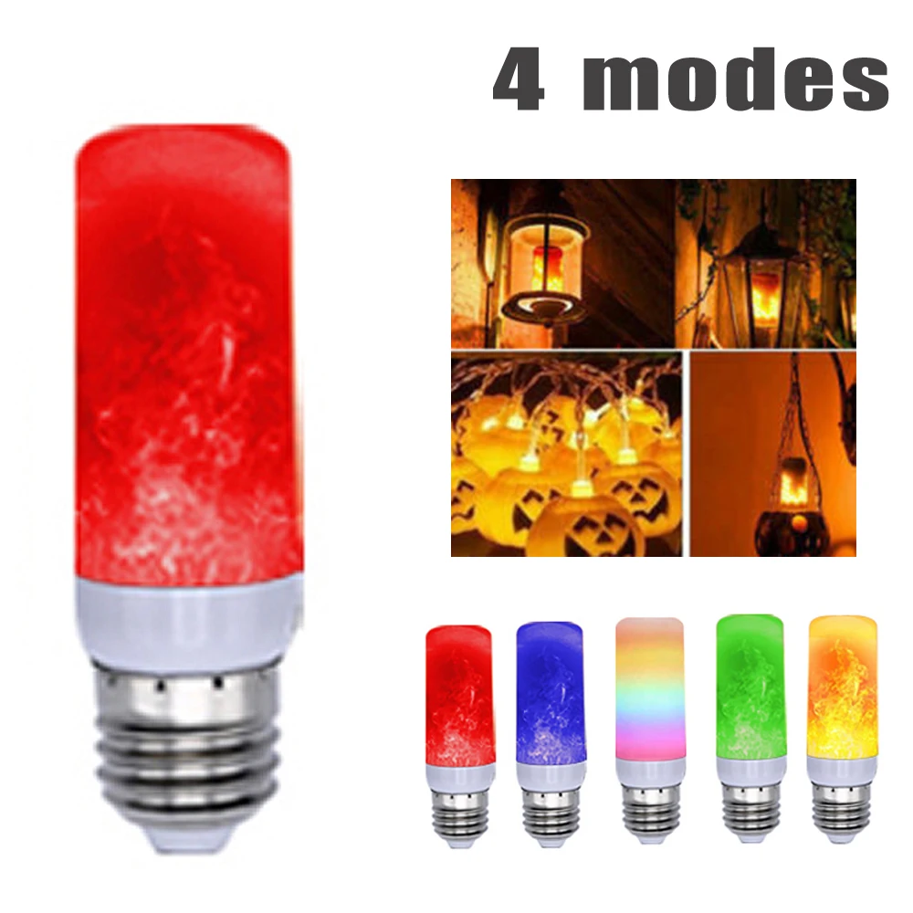 4 Mode E27 LED Flicker Flame Light Bulb Simulated Burning Fire Effect Party Lamp