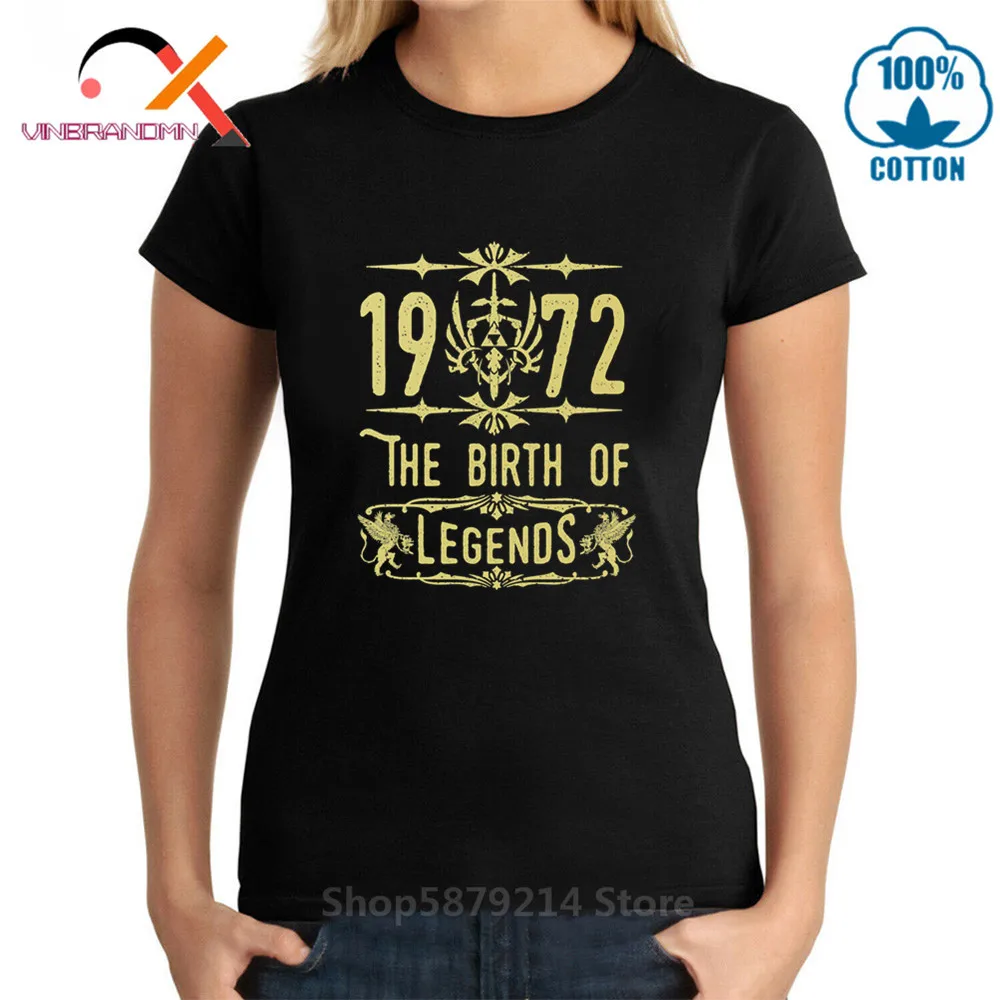 2020 Vintage The birth o Legends 1972 T shirt woman 40th 50th Anniversary Birthday Gift Retro Tee Fashion 100% Cotton T-Shirt | Женская