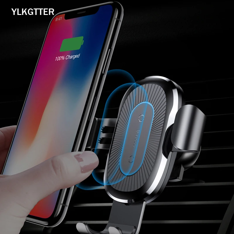 Оранжевый YLKGTTER Автомобильный кронштейн для IPhone Xiaomi huawei беспроводной гравитационный автомобильный держатель телефона Беспроводная зарядка розетка навигационное устройство - Цвет: Оранжевый