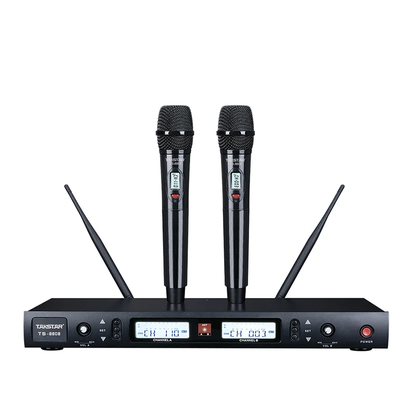 

TAKSTAR TS-8808 Professional UHF Wireless Microphone with 2 Handheld Dual Channel MIC for Karaoke Home Entertainment Classroom
