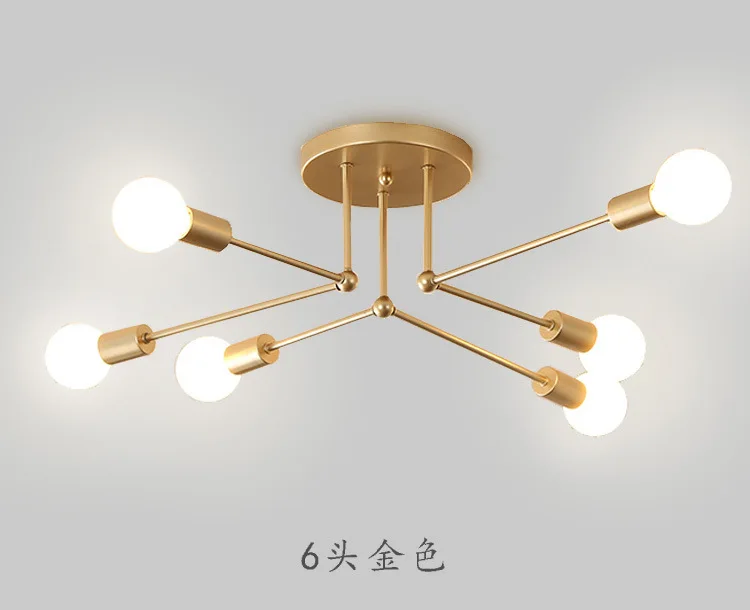 Multiple Rod Wrought Iron Ceiling Light Retro Industrial Loft Nordic Dome Lamp for Home Decor Dinning Cafe Bar