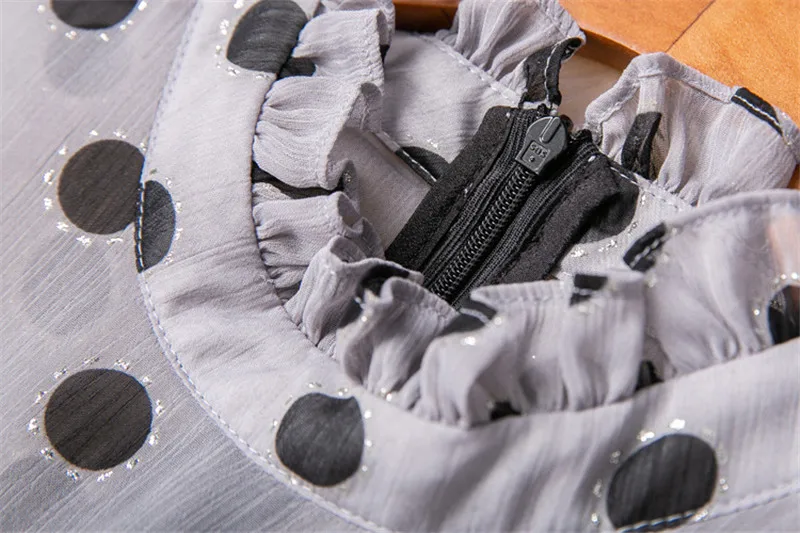 Новое поступление, Женское зимнее платье с длинным рукавом, vestidos, модное осеннее дизайнерское лоскутное платье в горошек с жемчугом, вечерние платья из велюра