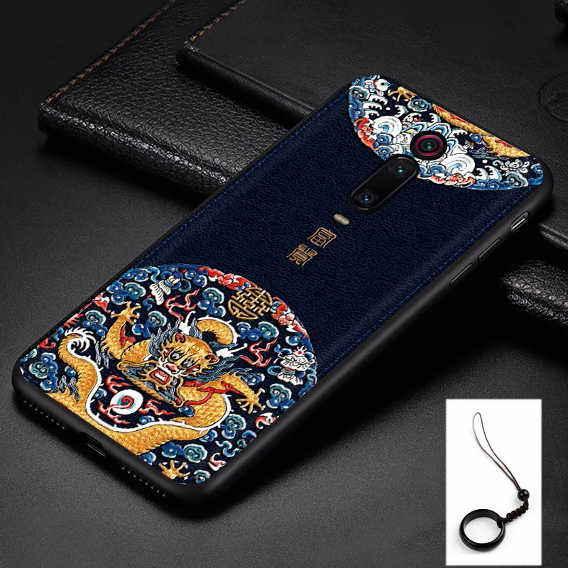 Для Xiao mi Red mi K20 Pro Note 7 5 mi 9T Pro mi CC9 CC9E A3 9 Lite 8 чехол противоударный из искусственной кожи с тиснением мягкая задняя крышка Funda - Цвет: Blue Rich