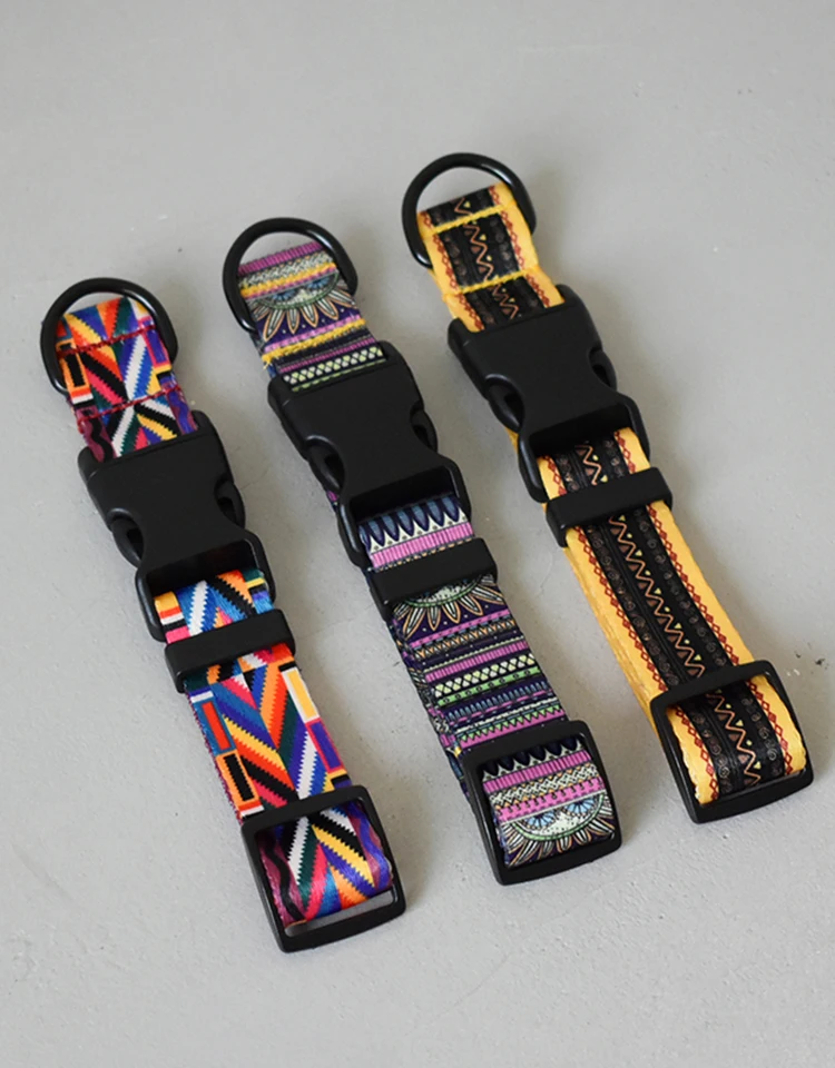 Dog Collar 15 Kinds Of Color Nylon Printed Dog Collar Adjustable Collar For Dogs Pet Products Custom Engraved Nameplate