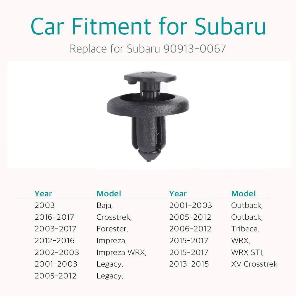 90 шт. пластиковые заклепки для Subaru Outback Tribeca Legacy Forester крепежные зажимы, фиксатор бампера, нажимные Шпильки 7 мм 8 мм 10 мм 90914-0051 90913-0067 90914-0007