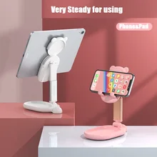 Bonito espelho desktop titular do telefone celular ajustável dobrável estender suporte de mesa móvel tablet suporte para maquiagem