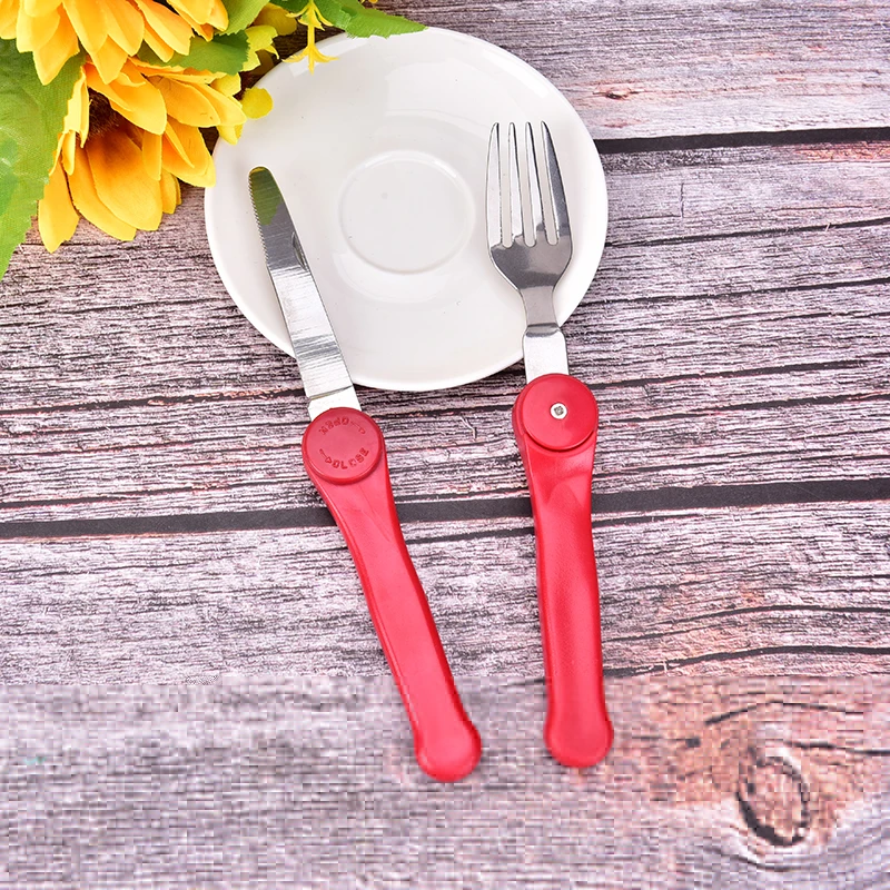 Folding Portable Stainless Steel Spoon Fork Utensils Outdoor Sports Camping Barbecue Picnic Dishes Acampament