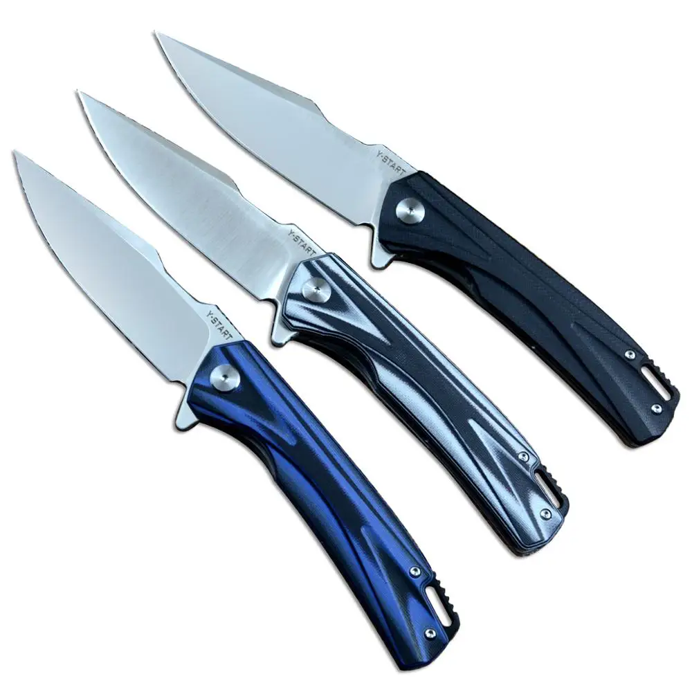 

Y-START New 440C Satin Blade G10 Handle 3 colors Fast Open Ball Bearing Flipper Pocket Folding Knife with Clip for EDC Hunting