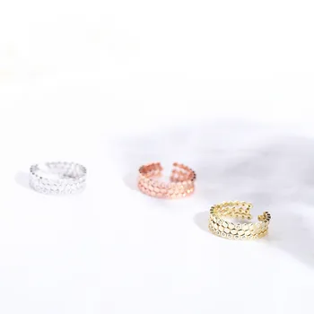 

S925 Sterling Silver Wedding Ring Korean Version with Zirconium Open Ring Tricolor Inlaid Stone