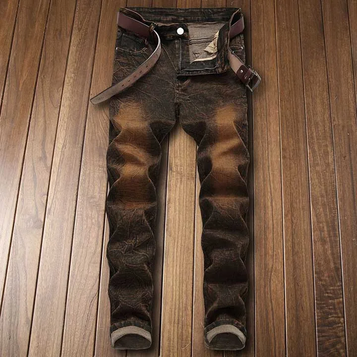 KIOVNO Модные мужские однотонные повседневные джинсы брюки Slim Fit стрейч джинсовые брюки для мужчин Размер 28-42 - Цвет: Черный