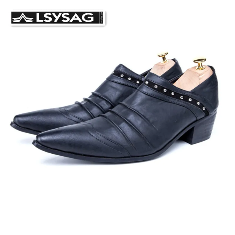

Fashion Genuine Leather Luxury Men Party Shoes Black Pointed Toe Business Formal Dress Shoes Large Size Men Party Shoes