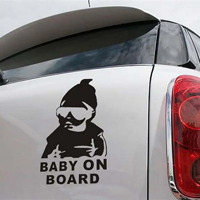 Черный/белый "Baby on Board" знак безопасности автомобиля наклейки светоотражающие солнцезащитные очки детские автомобильные наклейки предупреждающие надписи 15x9cm