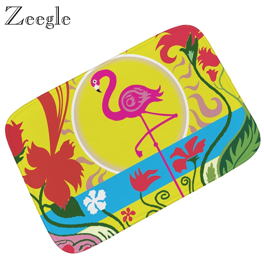 Zeegle Doormat Floor Mat Absorbent Anti-slip Home Entrance Mat Flannel Soft Living Room Carpet Bathroom Doormat Bedroom Foot Rug