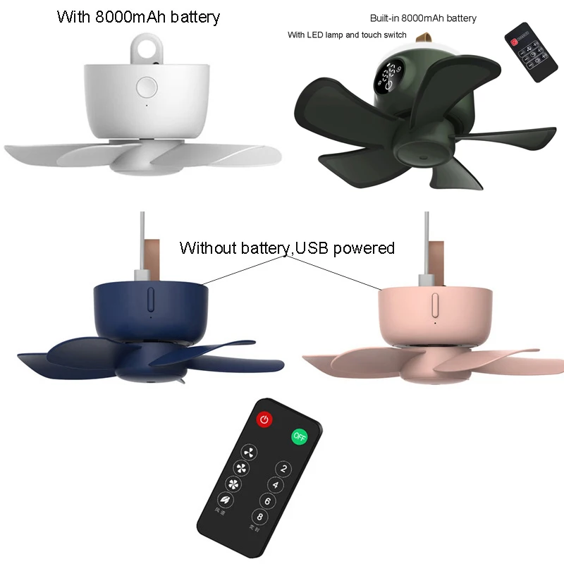 Lowered Hanging Fan Tent Ceiling-Fan Remote-Control Rechargeable Outdoor Camping 8000mah 4-Gears 1zWXaoApN