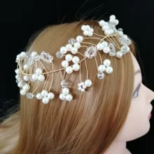 Роскошная золотая металлическая Корейская жемчужная свадебная тиара, великолепная кристальная Свадебная расческа, повязки на голову для подружки невесты, головной убор, аксессуары