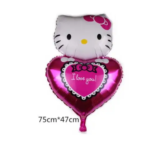 1 шт 116x68 см Большой размер hello kitty кошка фольгированный шар мультфильм Свадьба День рождения украшение надувные воздушные шары игрушки - Цвет: 1pcs