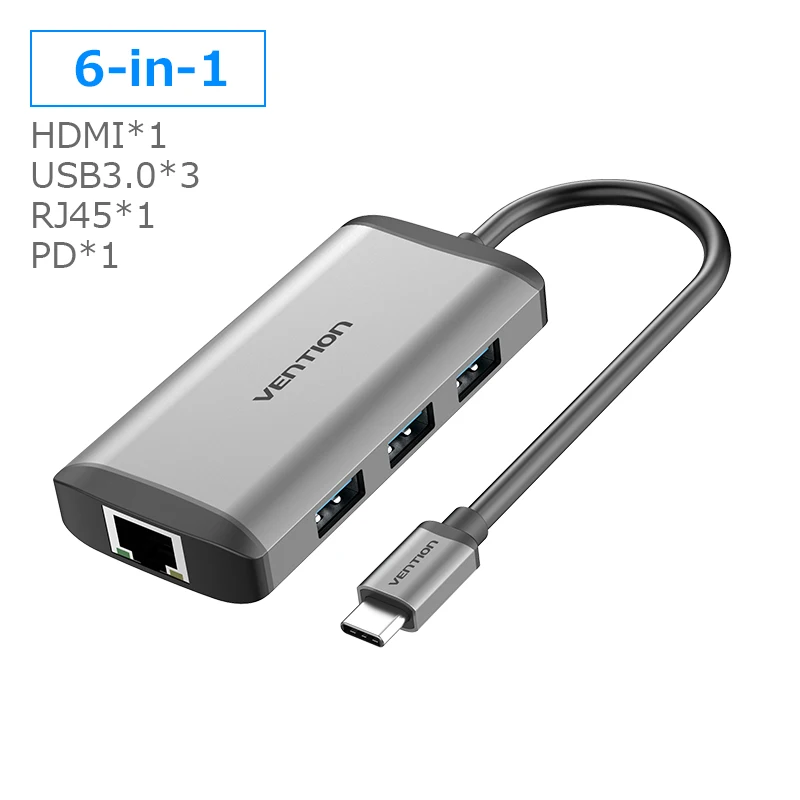 Vention Thunderbolt 3 адаптер док-станции USB C к HDMI USB 3,0 хаб RJ45 PD для MacBook Pro huawei P20/Коврики 10 USB-C концентратора - Цвет: CNCHB