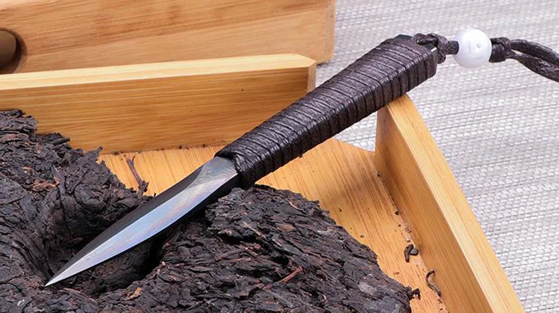 Longquan нож для чайной церемонии узор сталь искусство Китайский Нож Игла Pry Pu'er резак инструмент чайная посуда чай конус ремесло украшения