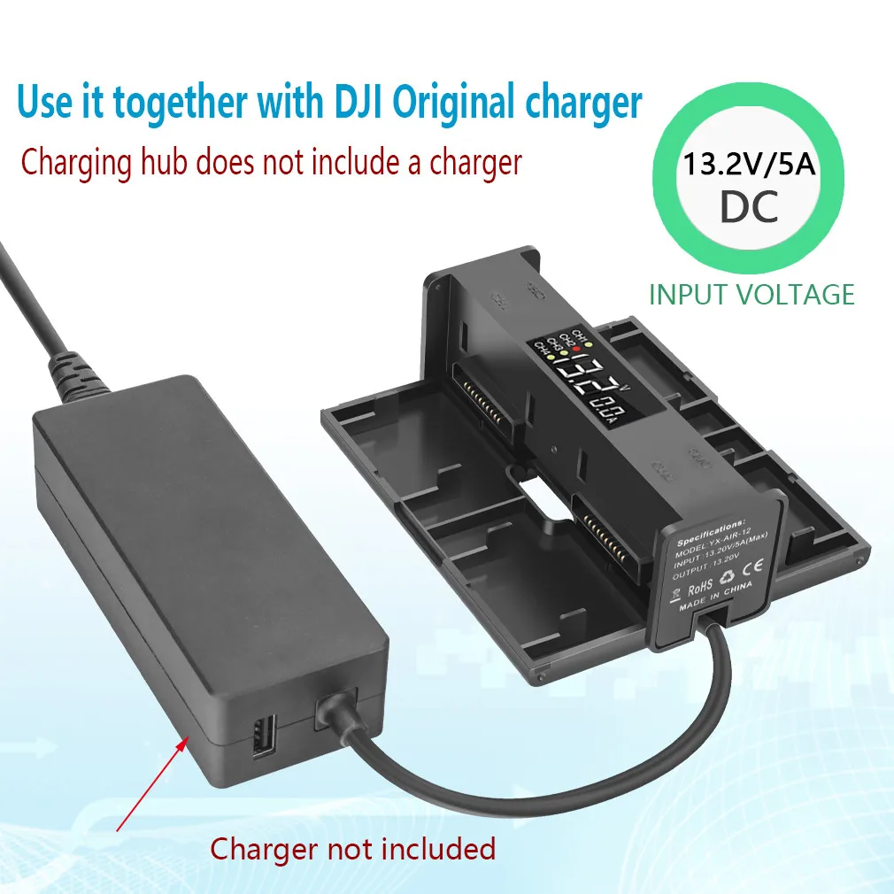 4 In1 Portable for Mavic Air 2 Battery Charger For DJI Mavic Air 2 Converter Battery Charging Hub Smart Charger digit LED Screen lipo battery charger drone battery charger