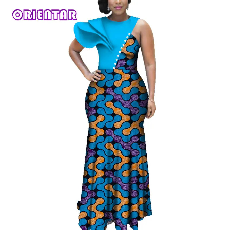Африканские платья для женщин Африканский Воск Принт Базен Riche Дашики длинное платье Леди Элегантное свадебное платье Африка Макси WY3619 - Цвет: 16