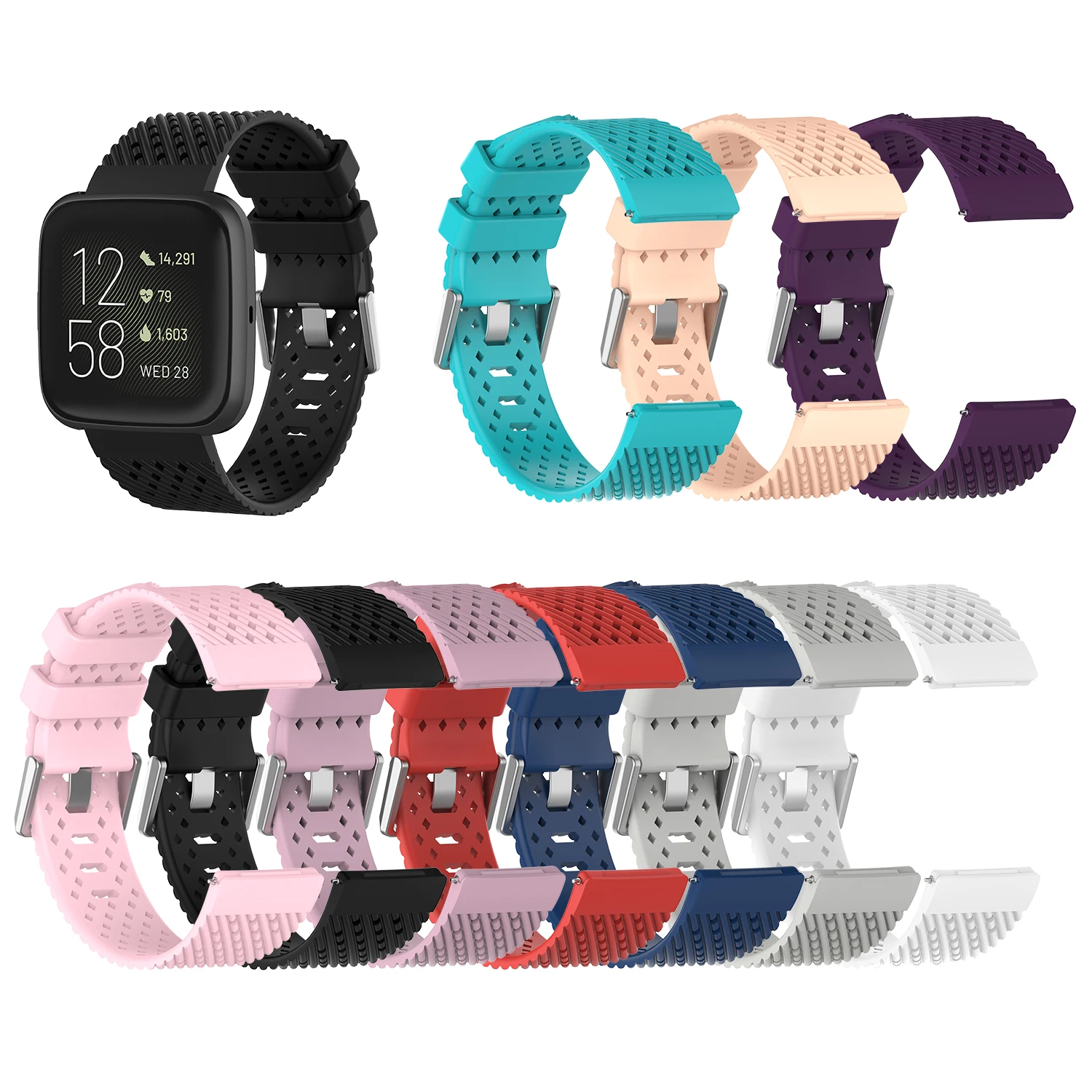 Bands For Fitbit Versa/Versa 2/Versa Lite Edition,Silicone Breathable Waterproof 