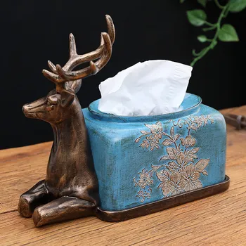 

Deer Tissue Box Resin Home Living Room Coffee Table Decorations Household Cute Elegant Decorative YU-Home