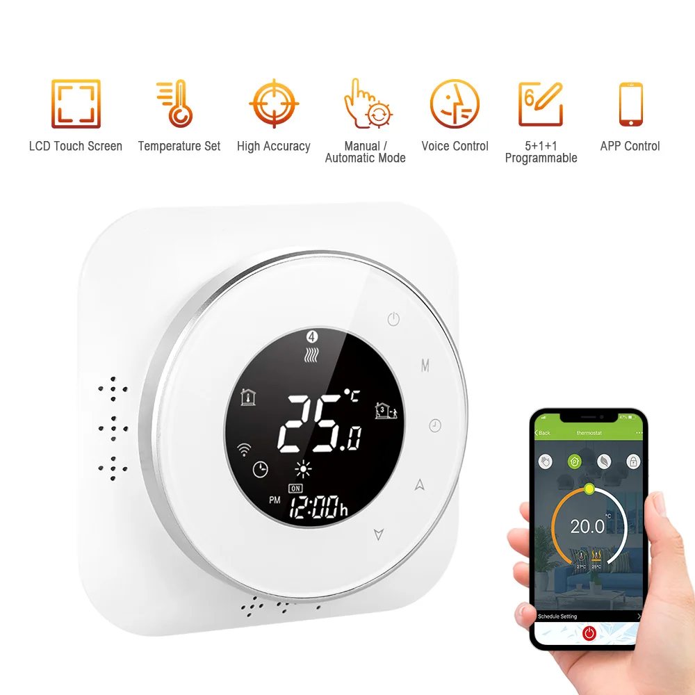 95-240V Wi-Fi Thermostat Six Periods Programmable Voice APP Control Backlight LCD Boiler Heating Thermoregulator | Обустройство дома