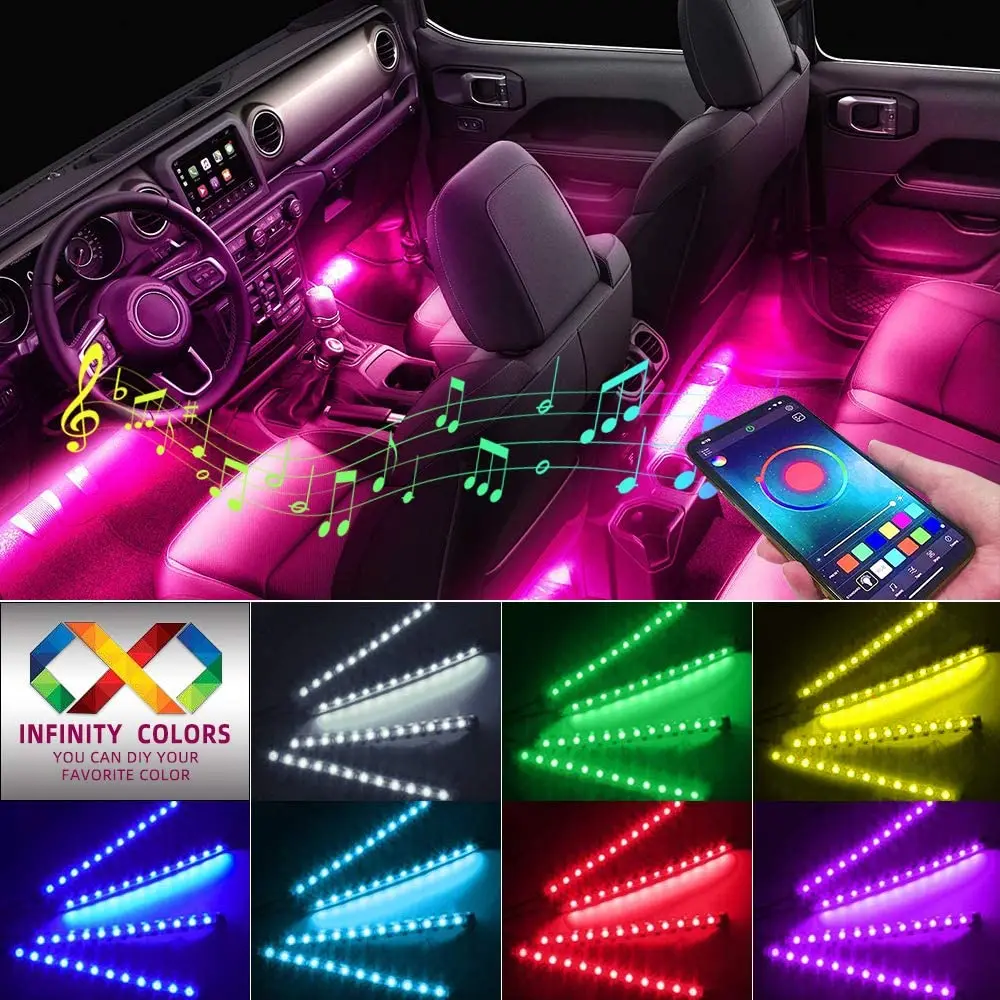 Автомобильные Внутренние светодиодные лампы 4 шт. 18 светодиодов DC12V RGB автомобиля
