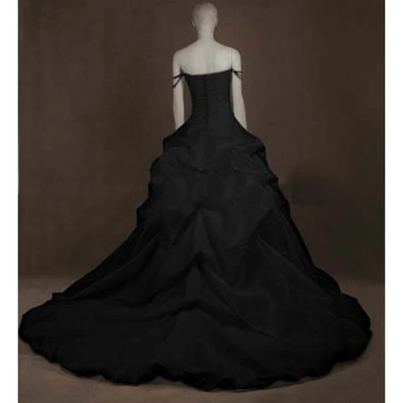 Medieval-Gothic-Black-Ball-Gown-Bridal-Gowns-Colorful-Off-Shoulder-Taffeta-Non-White-Wedding-Dresses-For (1)