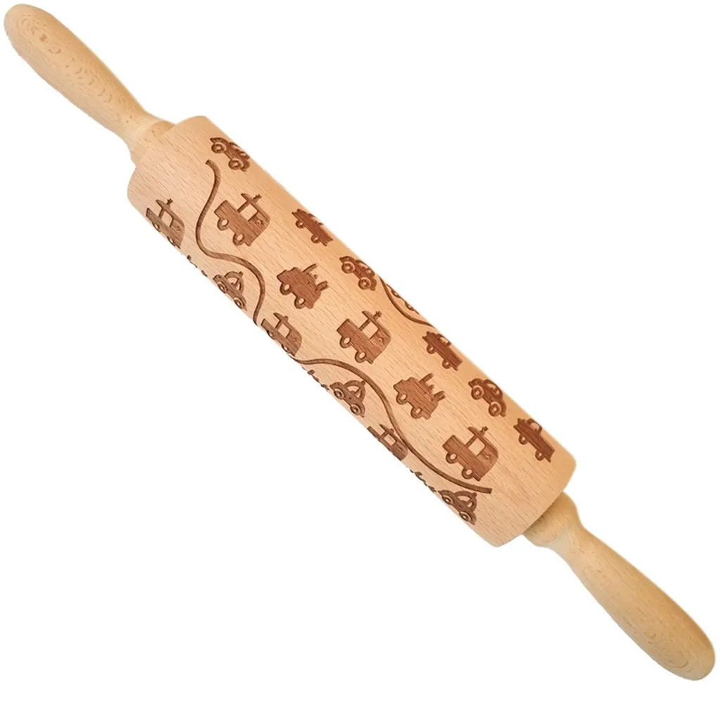 Rolling Pin Engraved Carved Wood Embossed Rolling Pin Kitchen ToolDropshipping free shipping hot sale Accessories tool Home