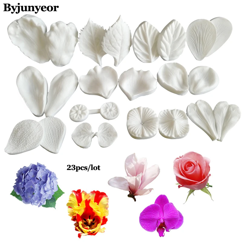 Rose Petal Leaf Veiners Silicone Mold Fondant Cake Decorating Tools Clay Moulds 