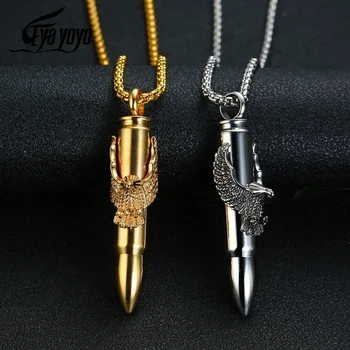 

EyeYoYo Hot Style Men's Trend Stainless Steel Bullet Eagle Pendant Rock Style Necklace