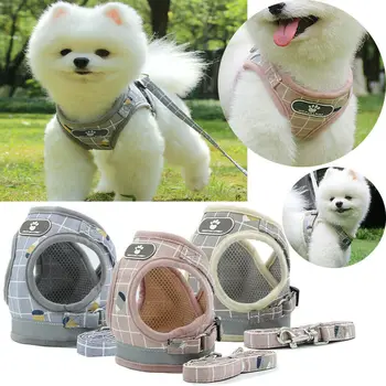 

Reflective Mesh Pet Dog Harness+Leash Strap Set Soft XS-XL Puppy Cat Vest Collar