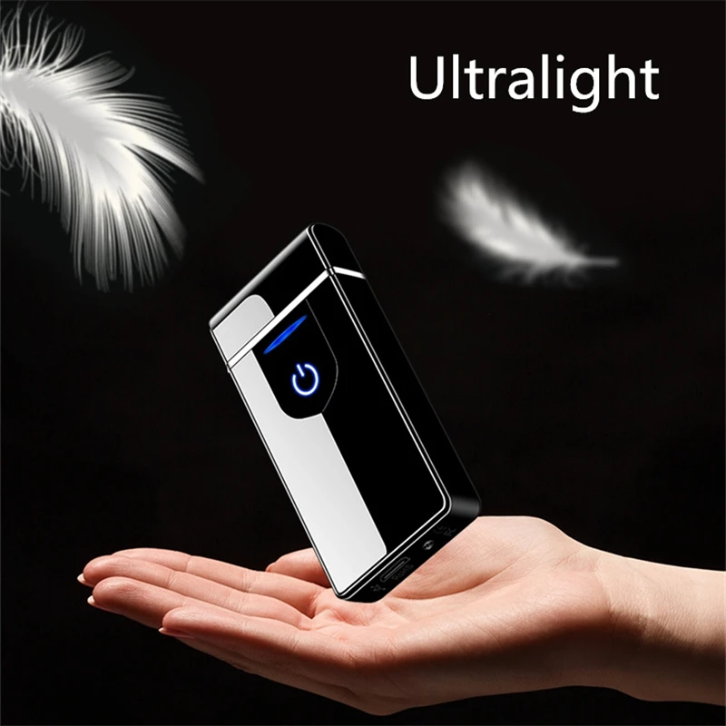 Новые двухдуговые Плазменные USB ветрозащитные, импульсные индукционные прикуриватели металлические электронные умные зажигалки гаджеты для мужчин