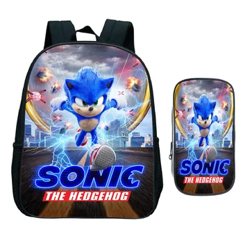 

New Sonic Kindergarten 2PCS/SET Backpack Printed Lovely Children School Bag Cool Pattern Child Daily Bookbag Back to School Gift